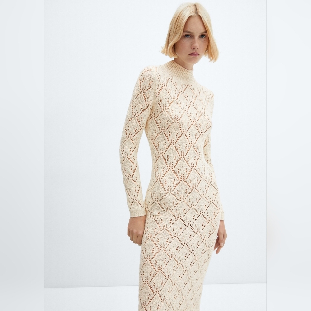 Knitted dress openwork details